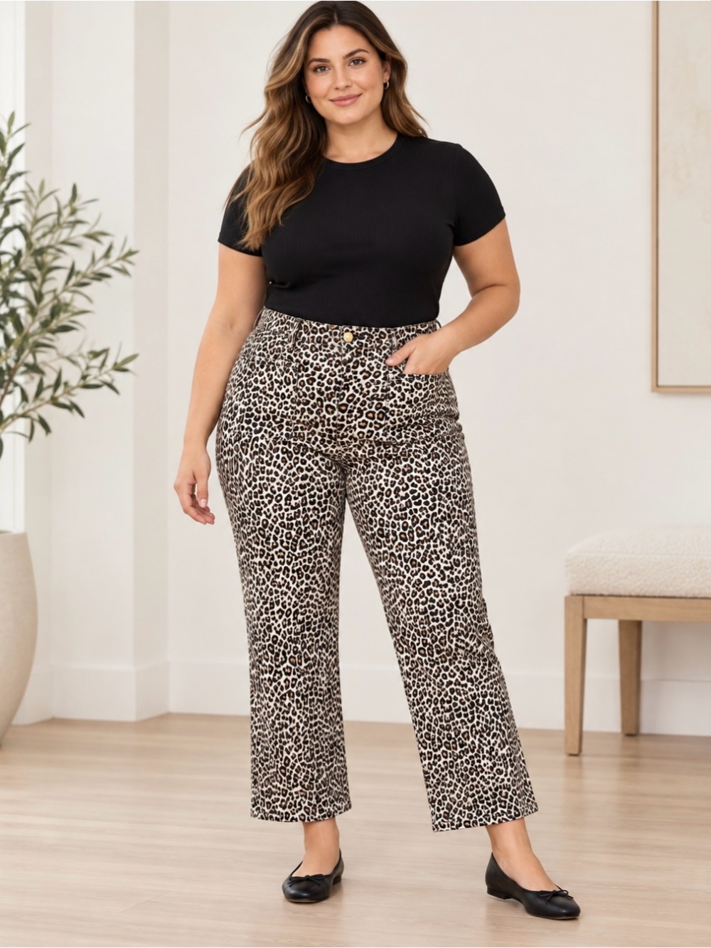 J.Crew Leopard High-Rise Kickout Jeans Sailor Pockets 32